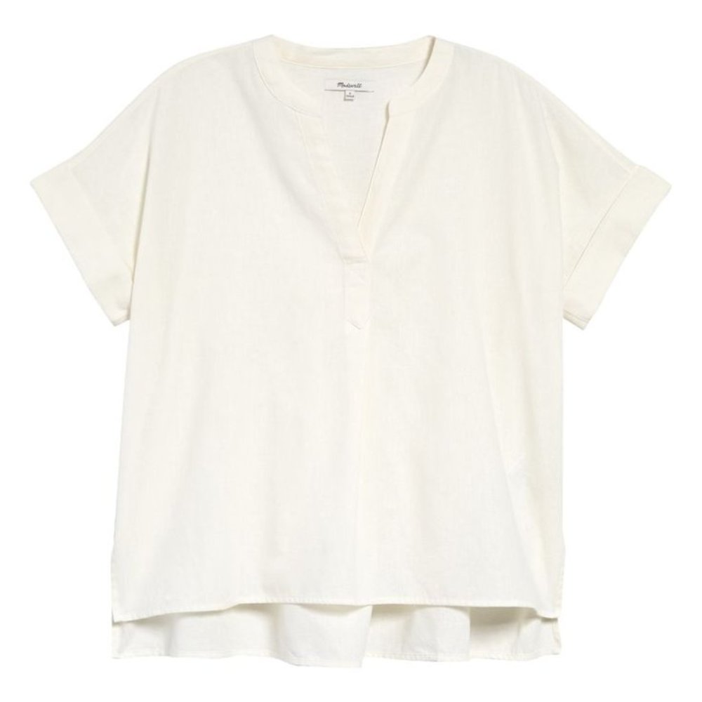 Madewell White Linen (Re)sponsible Lakeline Popover Shirt - Size XL